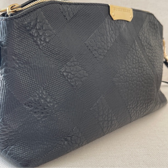 BURBERRY Small Chichester Check Embossed Leather Crossbody and Clutch Bag - Picture 4 of 16